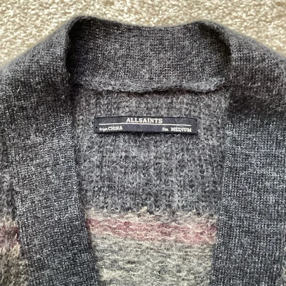 AllSaints Women's Kaff Mohair Blend Cardigan Sweater Knit Asymmetrical Medium - Picture 4 of 7